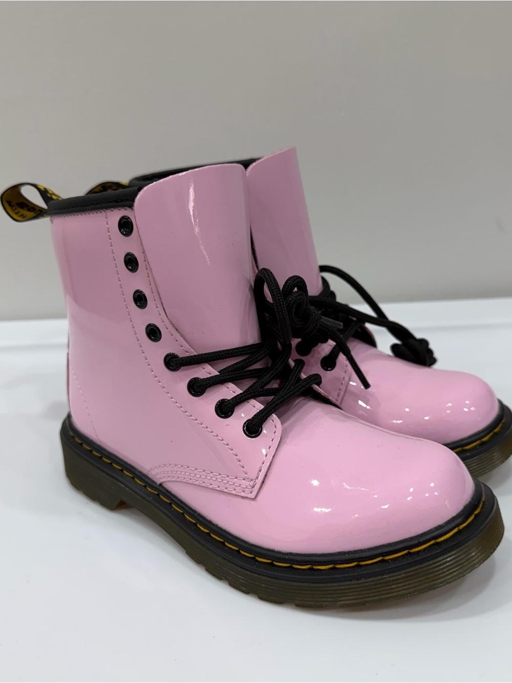 Dr. Martens Pink Patent Boots with Black New Size 13
